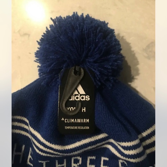 Adidas Youth Winter Hat Blue The Brand With Three Stripes OSFA NWT - Picture 2 of 4